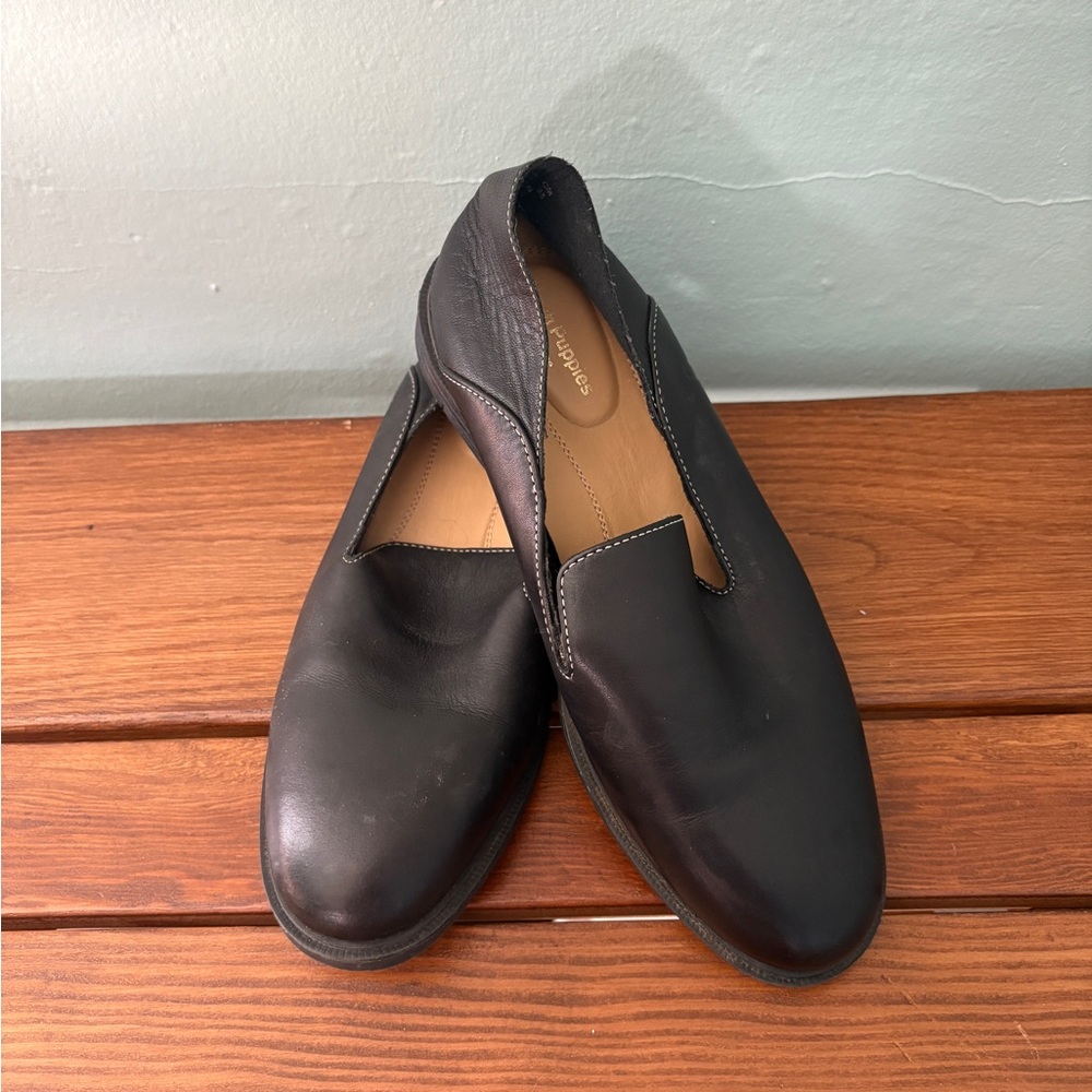 Hush Puppies Black Leather Loafers for Men